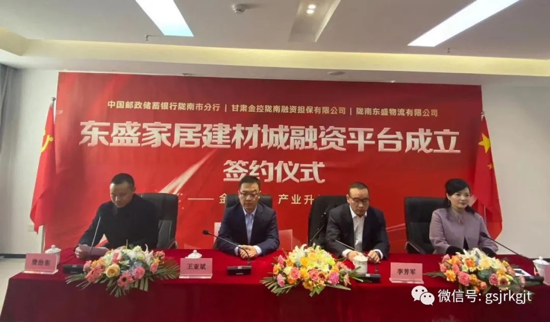 共建融資平臺 提升服務(wù)能力——金控隴南擔(dān)保參加?xùn)|盛家居建材城融資平臺簽約儀式